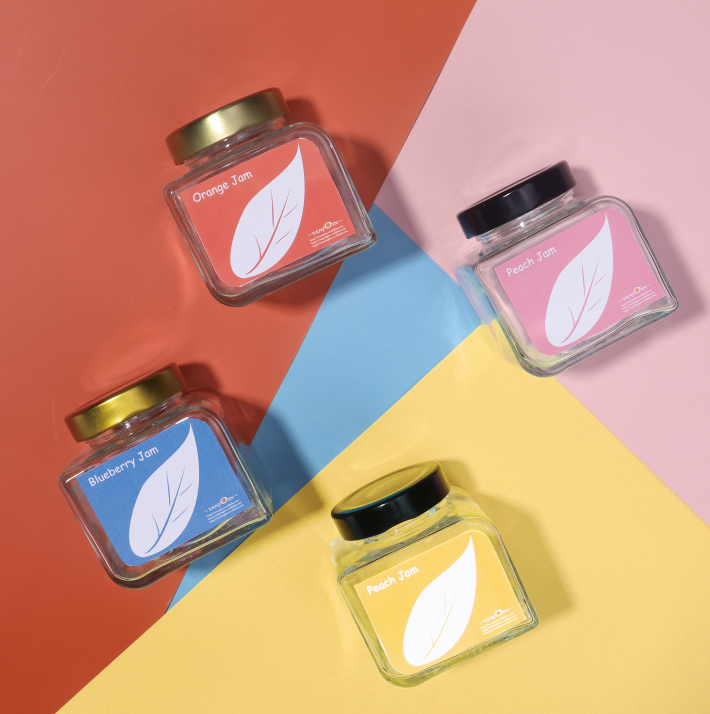 Vanjoin New Arrival Square Shape Spice Jars 350 ml Glass Food Canning Jar WIth Metal Lids
