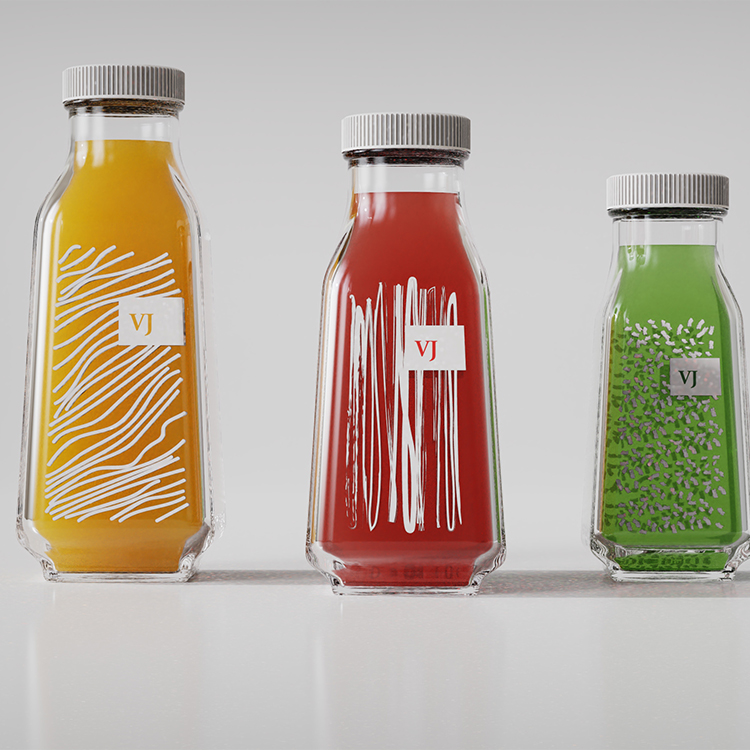 Vanjoin New Design 250ml 360ml 480ml Storage Glass Juice Beverage Bottle With Cap