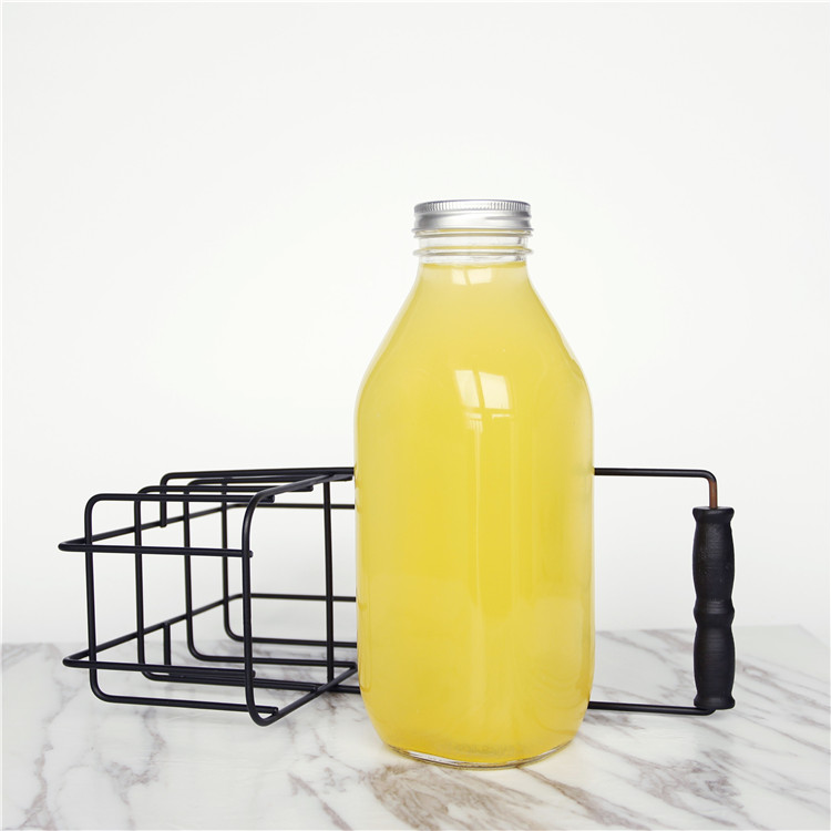 Vanjoin New Style 1 Liter 1000 ML 32 OZ Square Glass Milk Bottle