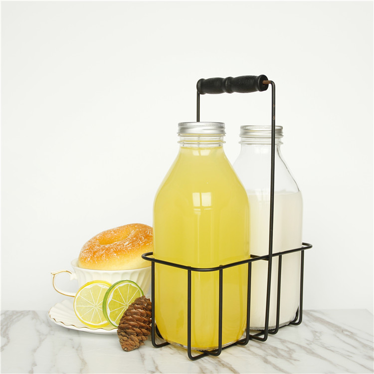 Vanjoin New Style 1 Liter 1000 ML 32 OZ Square Glass Milk Bottle