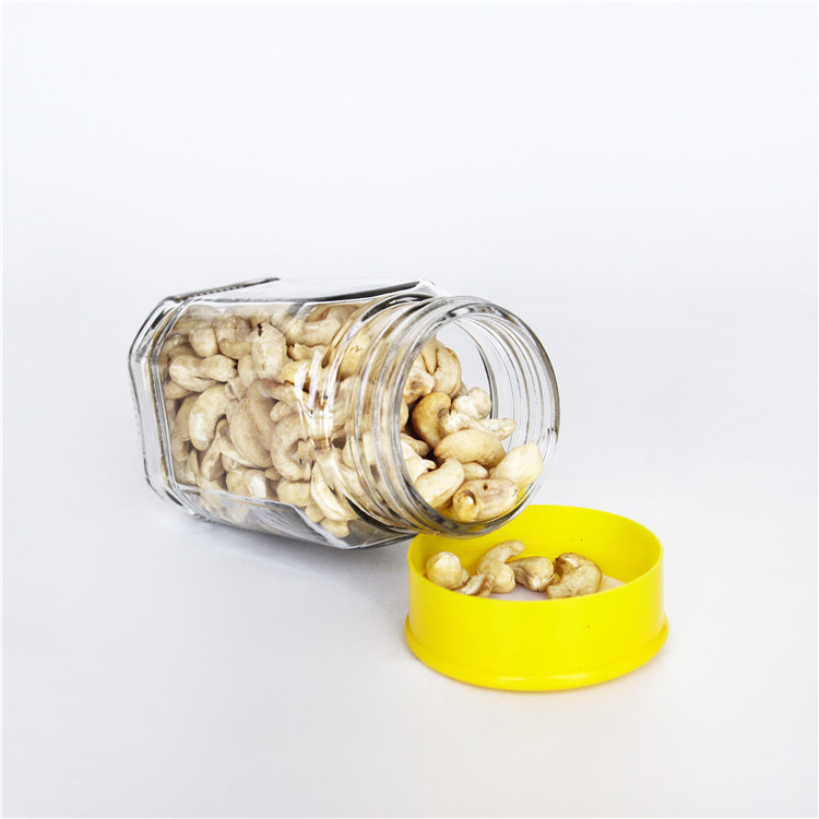 Vanjoin Nuts Snacks Seasoning Packaging Square Glass Storage Bottle With Plastic Screw Lids