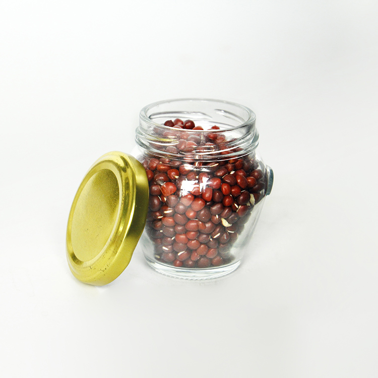 Vanjoin Recycled 106ml 212ml 314ml Food Preserve Orcio Glass Honey Jar With Metal Lid