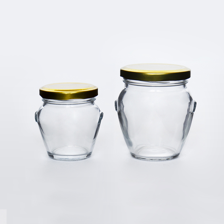 Vanjoin Recycled 106ml 212ml 314ml Food Preserve Orcio Glass Honey Jar With Metal Lid
