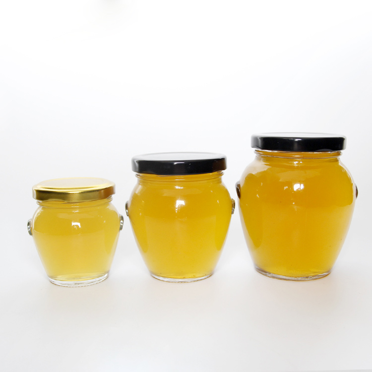 Vanjoin Recycled 106ml 212ml 314ml Food Preserve Orcio Glass Honey Jar With Metal Lid