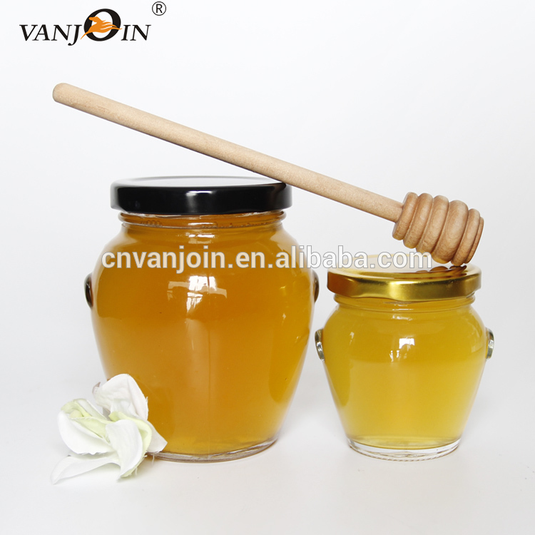 Vanjoin Recycled 106ml 212ml 314ml Food Preserve Orcio Glass Honey Jar With Metal Lid