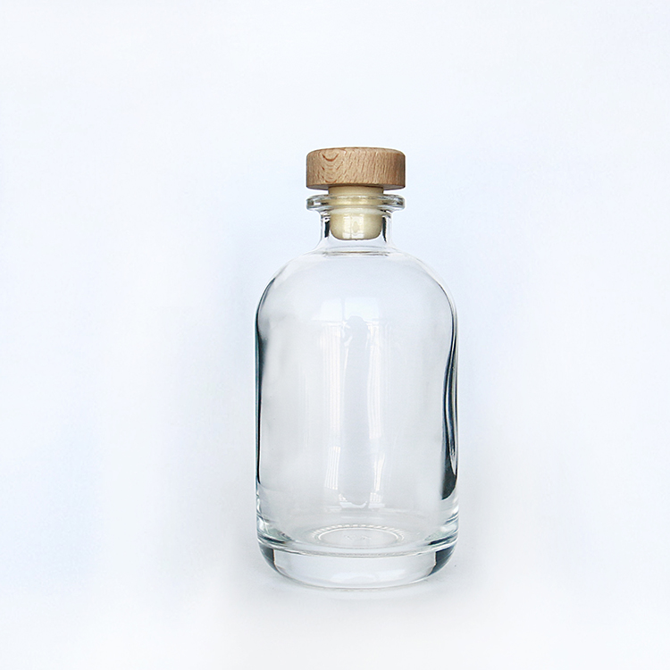 Vanjoin Refillable Clear Empty Gin Bottles 100 ML 250 ML 375ML 500ML Liquor Round Glass Bottle with Cork