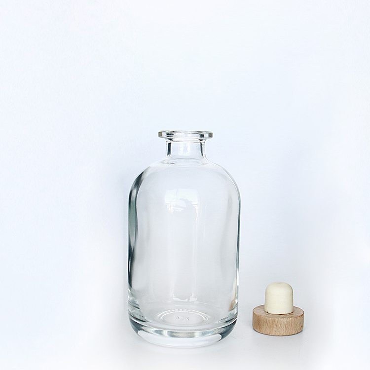 Vanjoin Refillable Clear Empty Gin Bottles 100 ML 250 ML 375ML 500ML Liquor Round Glass Bottle with Cork