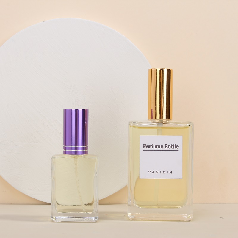 Vanjoin Square 30 ml Glass Parfume Bottles Savage 1oz Empty Refillable Classical Pump Bottles with Stickers in Bulk