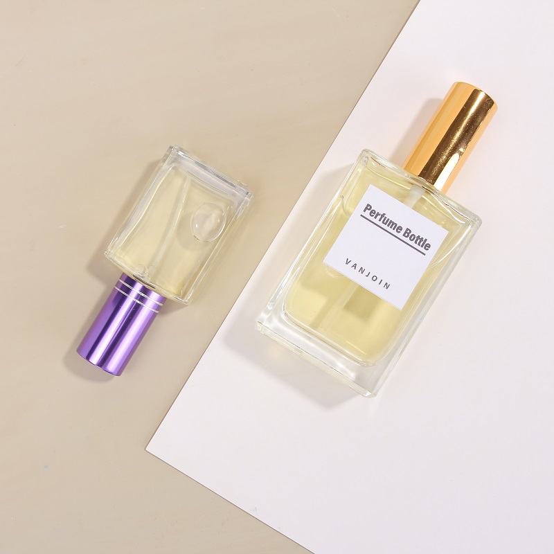 Vanjoin Square 30 ml Glass Parfume Bottles Savage 1oz Empty Refillable Classical Pump Bottles with Stickers in Bulk
