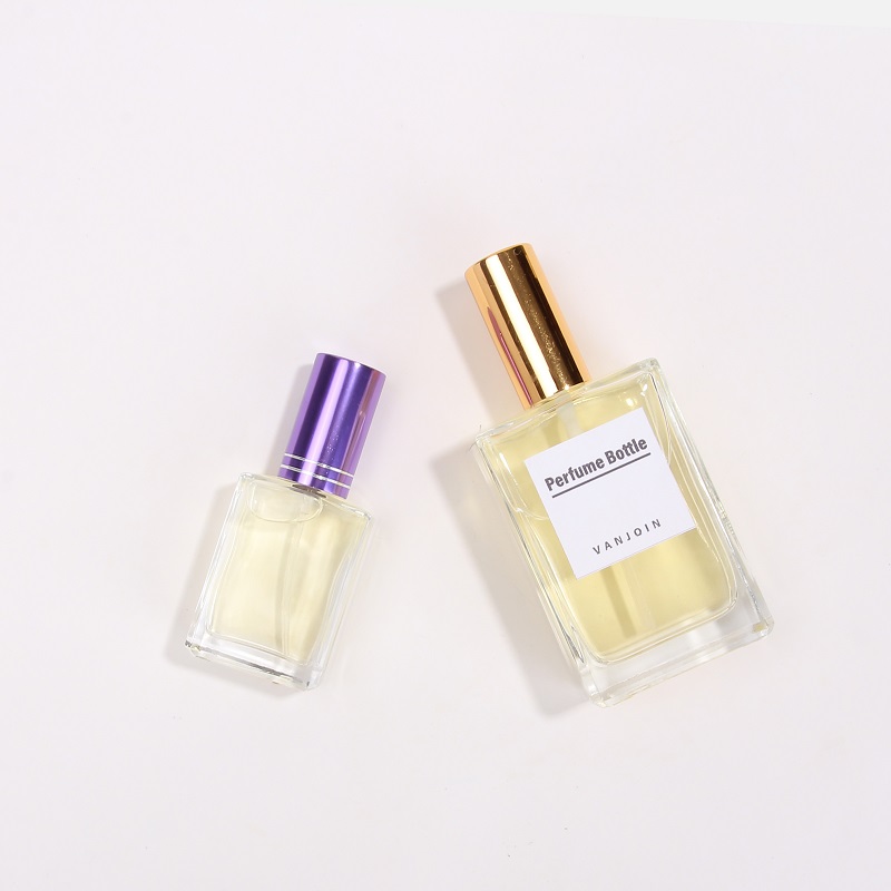 Vanjoin Square 30 ml Glass Parfume Bottles Savage 1oz Empty Refillable Classical Pump Bottles with Stickers in Bulk