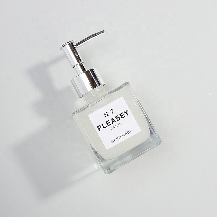 Vanjoin Square Soap Bottles 200ml Refillable Glass Hand Washing Lotion Bottle With Pump Cap