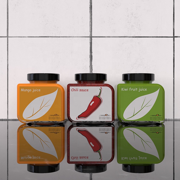 Vanjoin Topsale Designer 12oz 350ml Empty Square Fancy Barbecue Glass Sauce Packing Bottles With Metal Lid