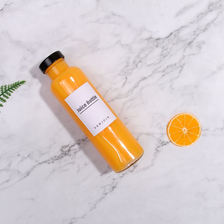 Vanjoin china fresh juice glass bottle frascos de vidrio para jugo 12oz 330ml beverage Bottles with screw cap