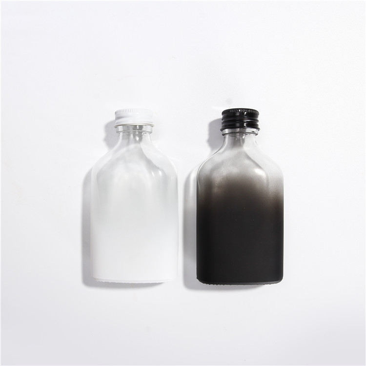 Vanjoin custom gradient spray color glass bottle flat flask 200 ml bottles for liquor