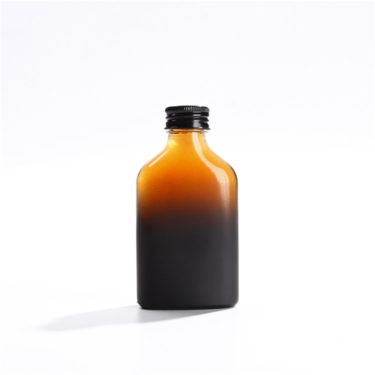 Vanjoin custom gradient spray color glass bottle flat flask 200 ml bottles for liquor