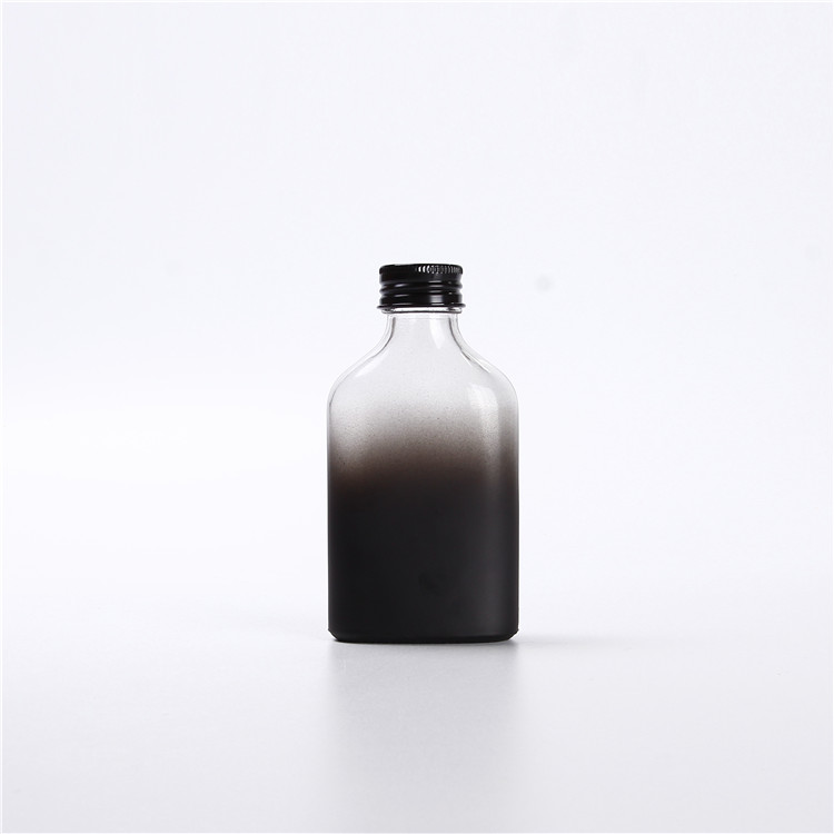 Vanjoin custom gradient spray color glass bottle flat flask 200 ml bottles for liquor