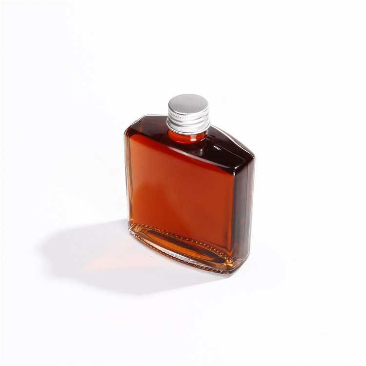 Vanjoin custom printing square flat glass bottles liquor spirits 100ml 200ml 250ml empty glass bottle with lid
