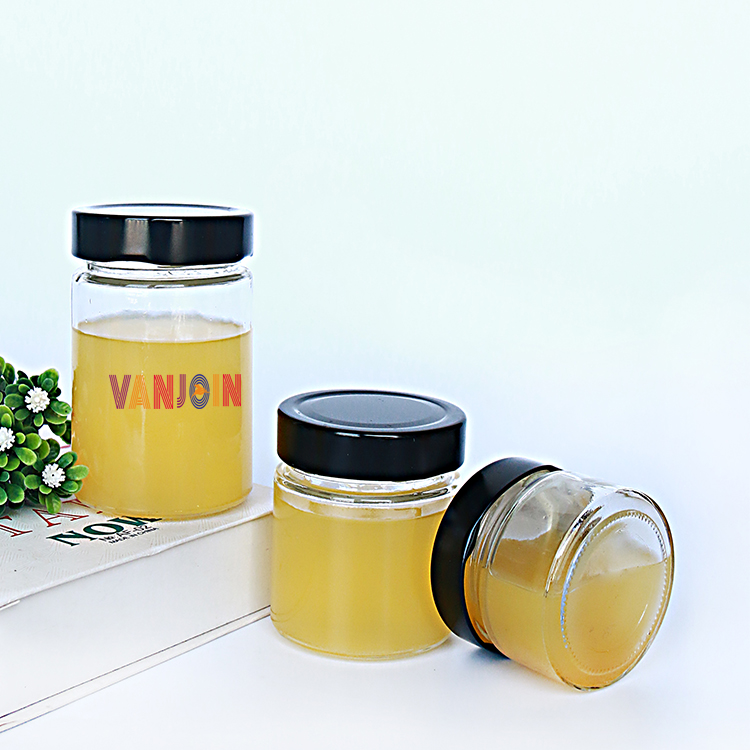 Vanjoin cylinder custom canning glass jam jars 200ml with deep metal screw lid