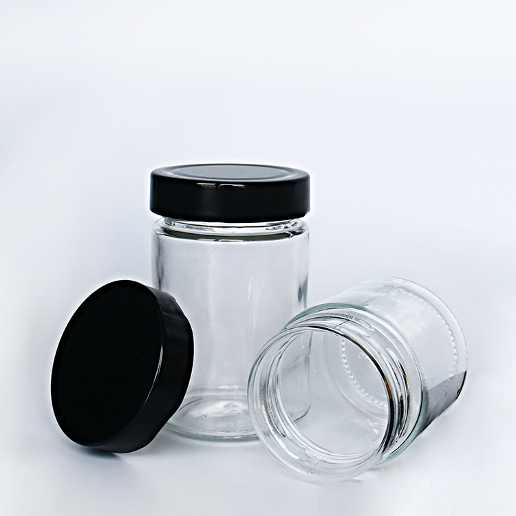 Vanjoin cylinder custom canning glass jam jars 200ml with deep metal screw lid