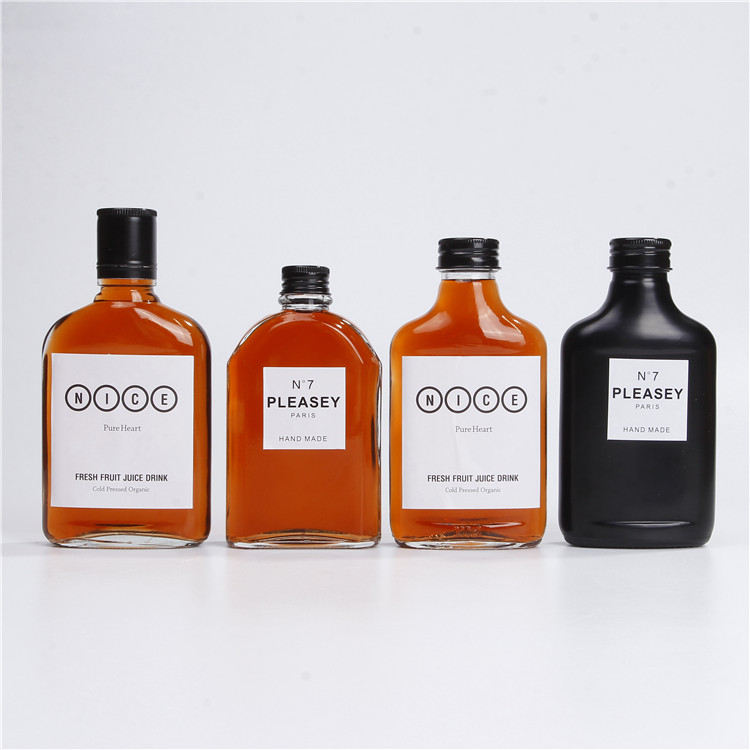 Vanjoin flask glass bottle flat 200ml juice bottles for cold brew coffee with custom logo