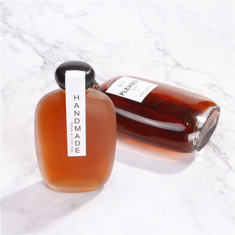 Vanjoin pebble glass coffee bottle flask cute frosting 100ml/250ml/350ml/500ml pink wine glass bottles
