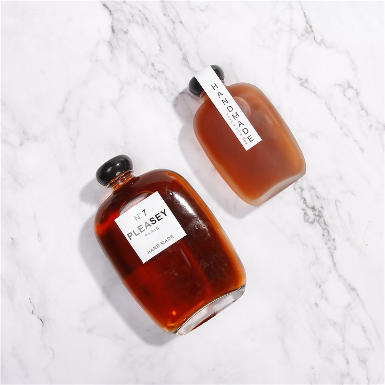Vanjoin pebble glass coffee bottle flask cute frosting 100ml/250ml/350ml/500ml pink wine glass bottles
