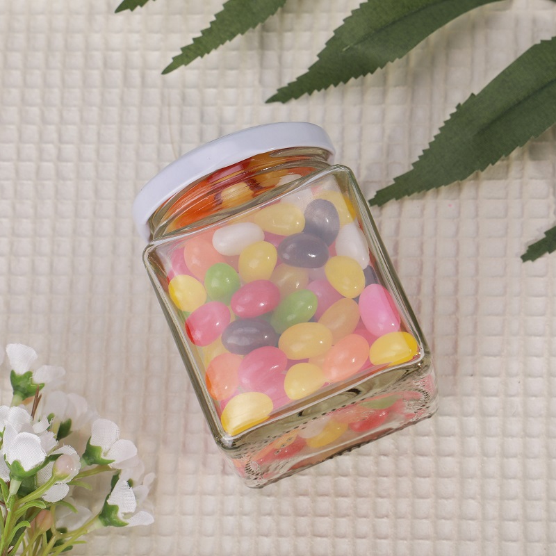Vanjoin square clear 200ml glass jar 52mm round-mouth honey jam candy sauce storage jars in bulk