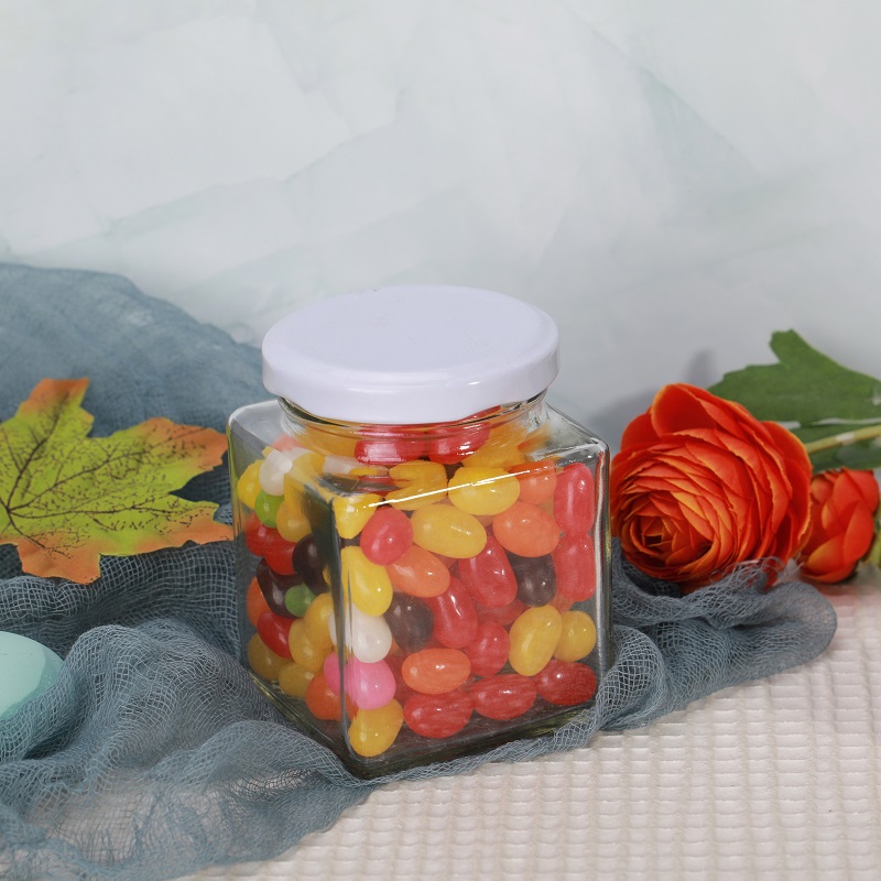 Vanjoin square clear 200ml glass jar 52mm round-mouth honey jam candy sauce storage jars in bulk
