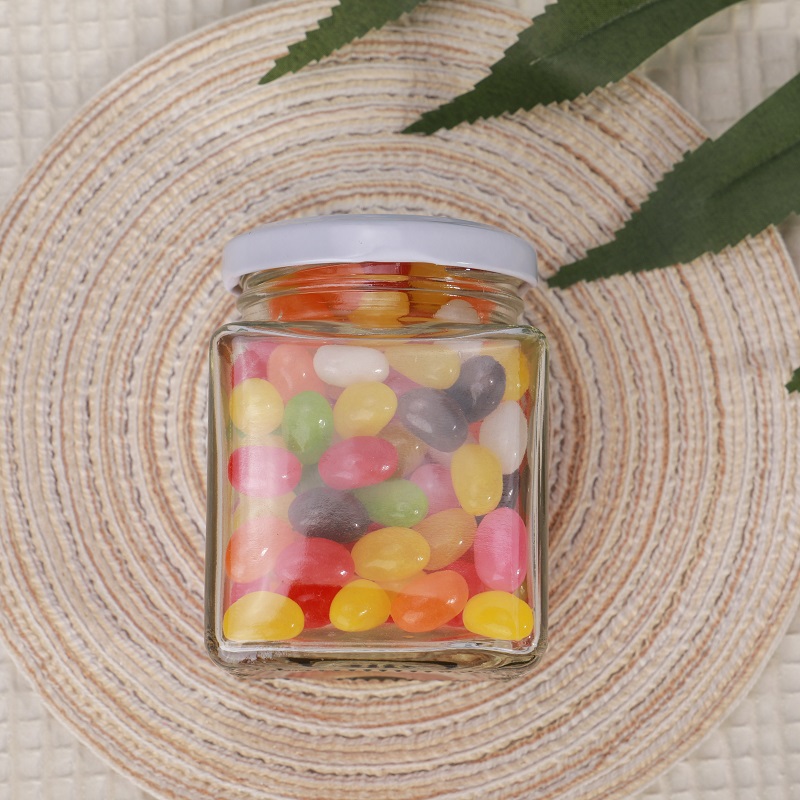 Vanjoin square clear 200ml glass jar 52mm round-mouth honey jam candy sauce storage jars in bulk