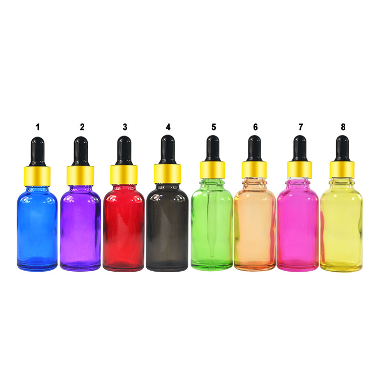 Vape oil e liquid oil cosmetic bottle  black red pink  painting color 30ml essential oil glass  dropper bottle with aluminum cap