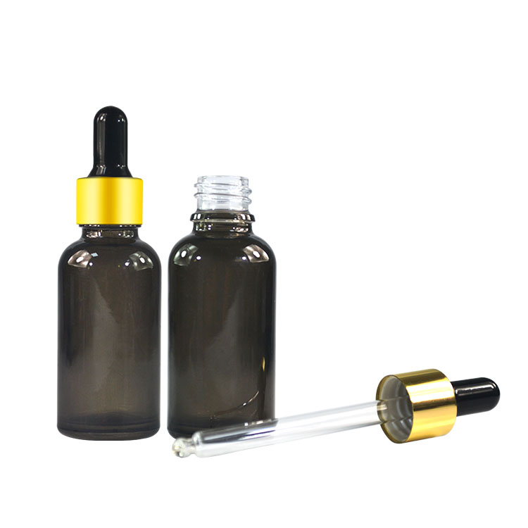 Vape oil e liquid oil cosmetic bottle black red pink painting color 30ml essential oil glass dropper bottle with aluminum cap