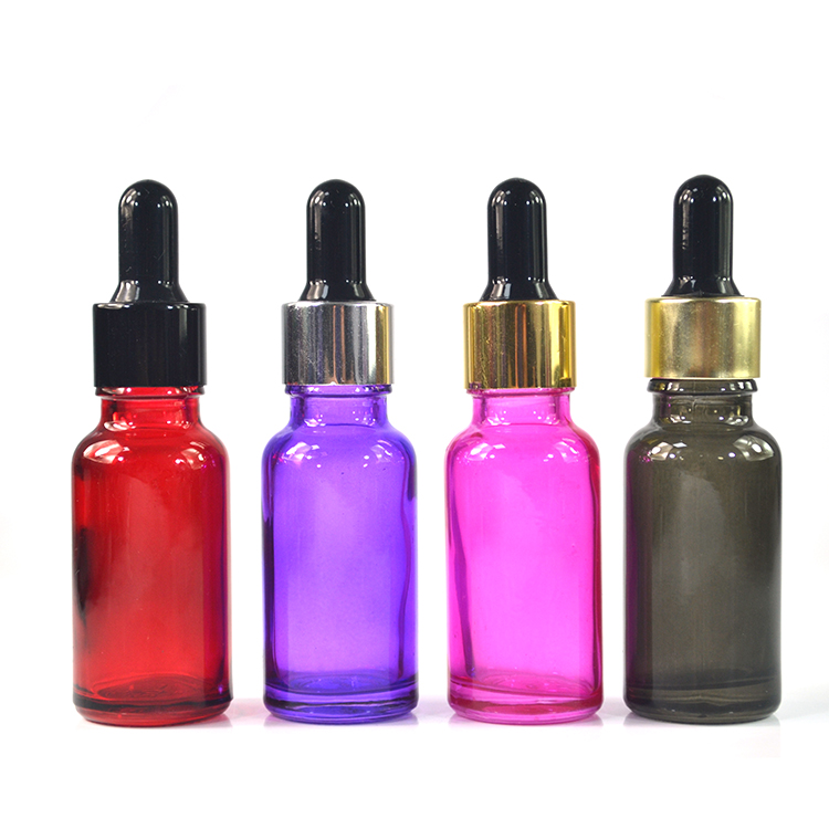 Vape oil e liquid oil cosmetic bottle black red pink painting color 30ml essential oil glass dropper bottle with aluminum cap