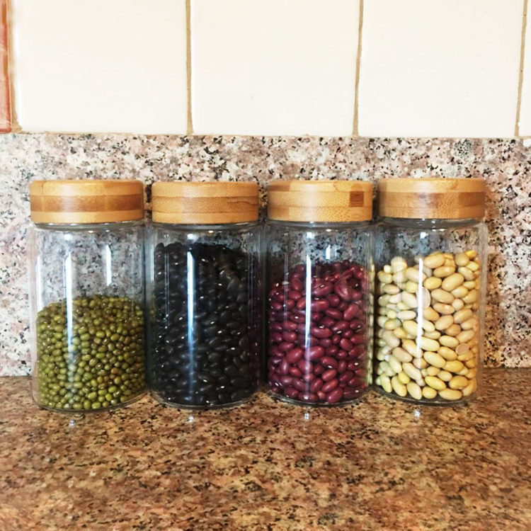 Variety Sizes Food Storage Container Borosilicate Glass Jars With Bamboo Lids