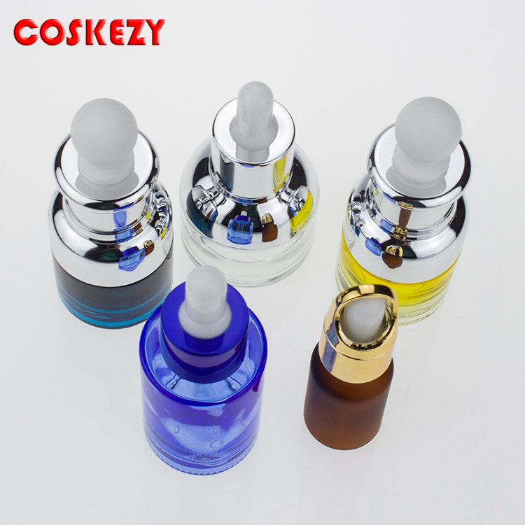 Various Kinds Colored Glass Cosmetic Bottle with Dropper, Luxury Empty Wholesale glass essential oil Dropper Bottle 30ml