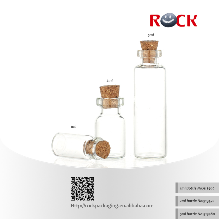 Various Size Clear Home Use Mini Small Glass Bottle With Cork Lid