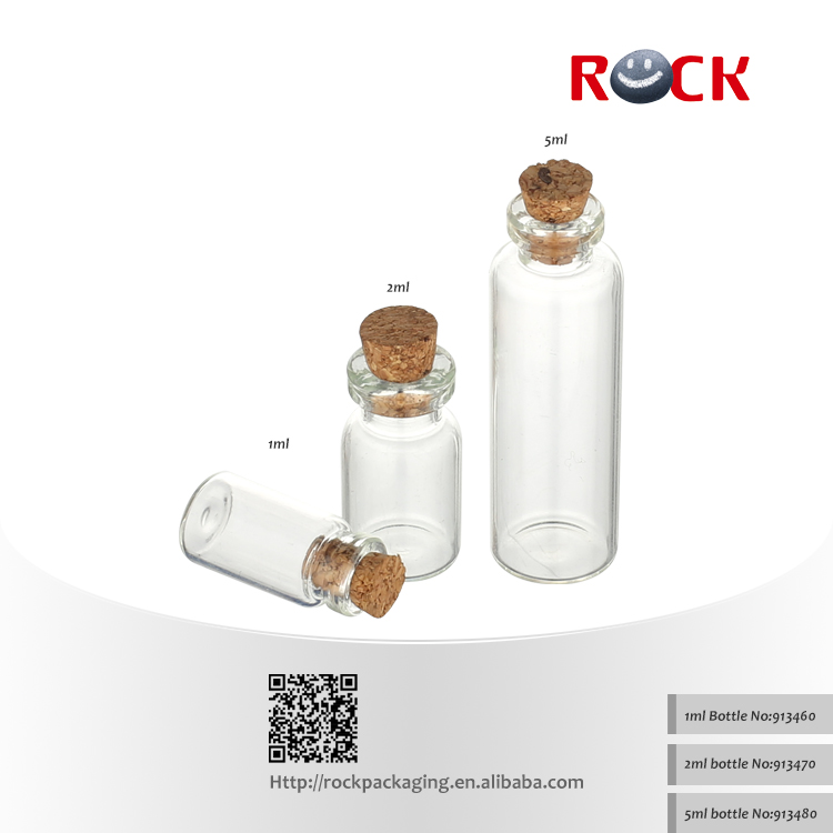 Various Size Clear Home Use Mini Small Glass Bottle With Cork Lid