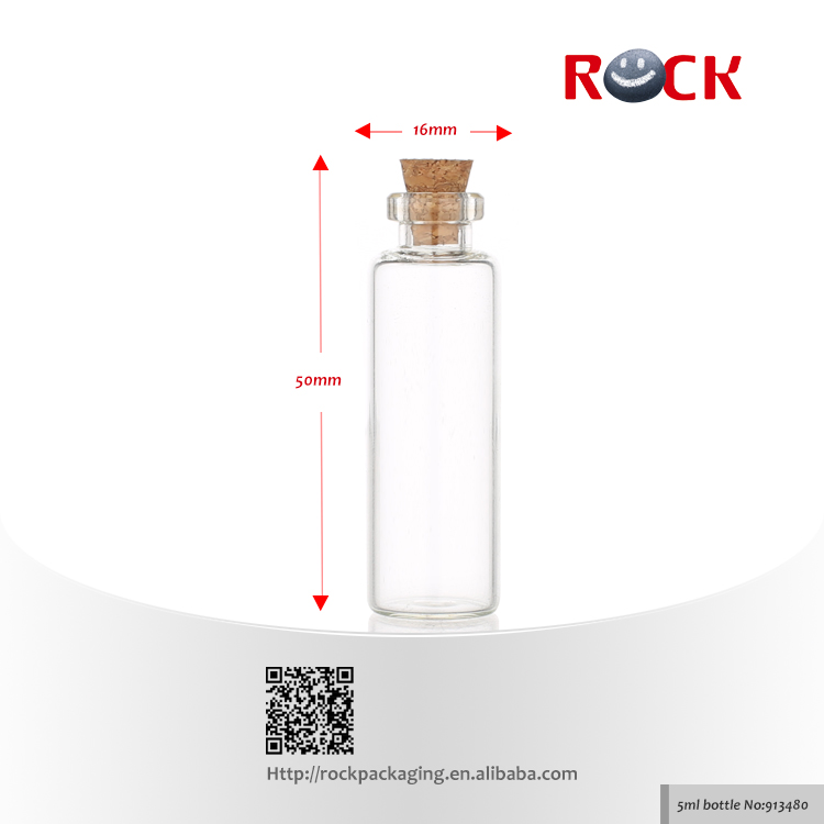 Various Size Clear Home Use Mini Small Glass Bottle With Cork Lid
