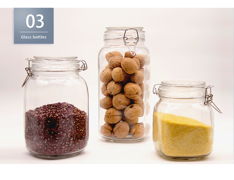 Various Size Clear Round BorosilIcate Glass Kitchen Storage Tank Airtight Glass Spiece Jar with Glass Lid