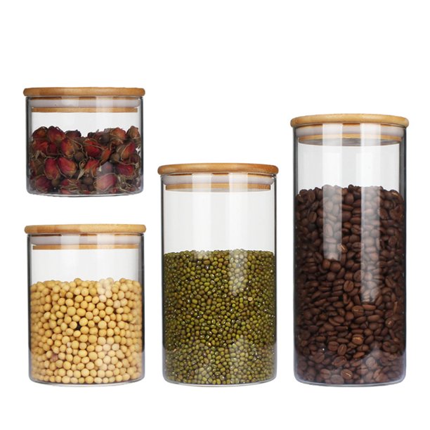 Various Sizes Round Glass Jars Borosilicate Glass Containers Tea Canister Sealed Clear Glass Jars For Food Storage