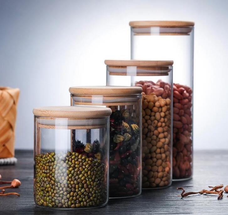 Various Styles Heat Resistant Airtight Glass Containers Sets Food Storage Canister Kitchen Spices Pantry Organization Tea Coffee