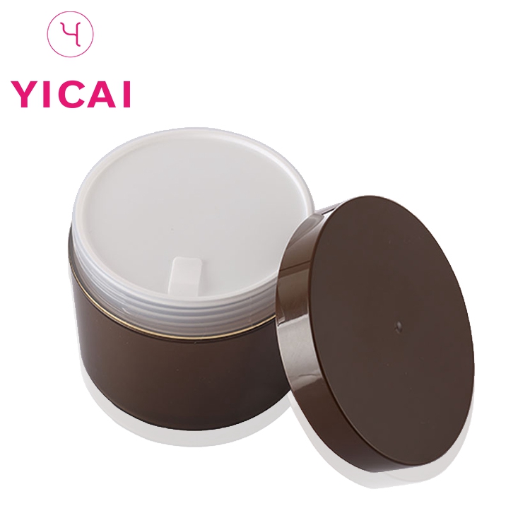 Various Widely Used Amber Round Double Wall Cosmetics Pp Plastic Jar With Screw Cap