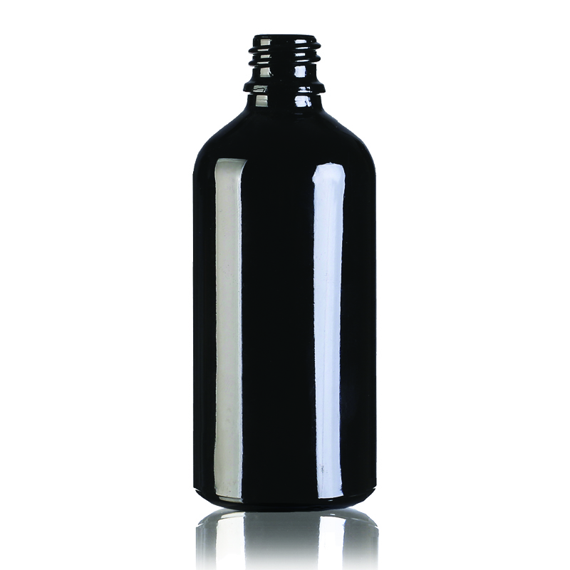 Various capacity black glass bottle for cosmetic
