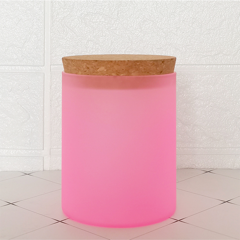 Various color matte/frosted empty candle container glass jar with wood lid