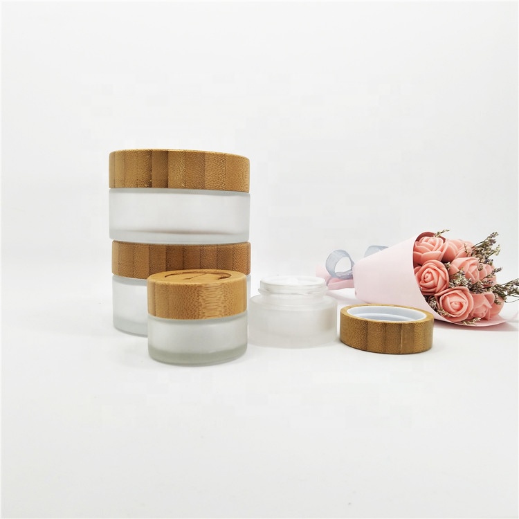 Various colors 5g 10g 15g 20g 25g 30g 50g 60g100g cream glass jar for glass cosmetic jar with bamboo lid