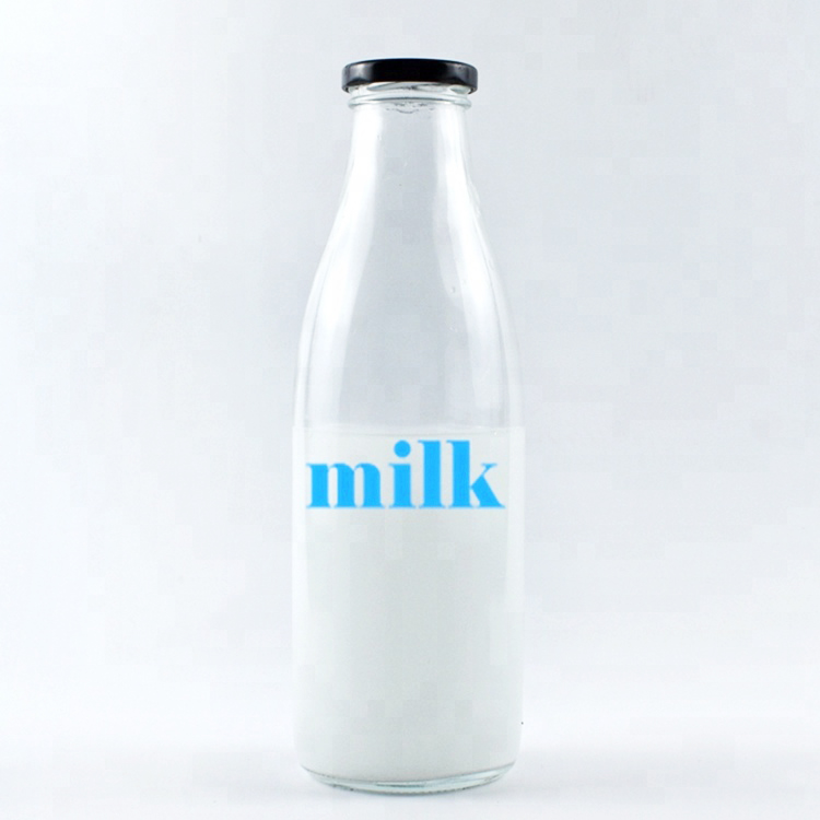 Various colours and designs  customizable Wholesale custom logo 1 liter glass bottles 1000ml milk bottle with lid