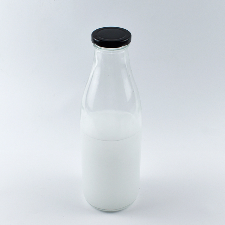 Various colours and designs customizable Wholesale custom logo 1 liter glass bottles 1000ml milk bottle with lid