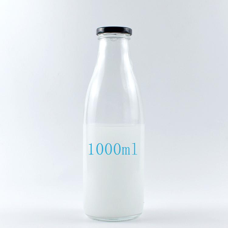 Various colours and designs customizable Wholesale custom logo 1 liter glass bottles 1000ml milk bottle with lid