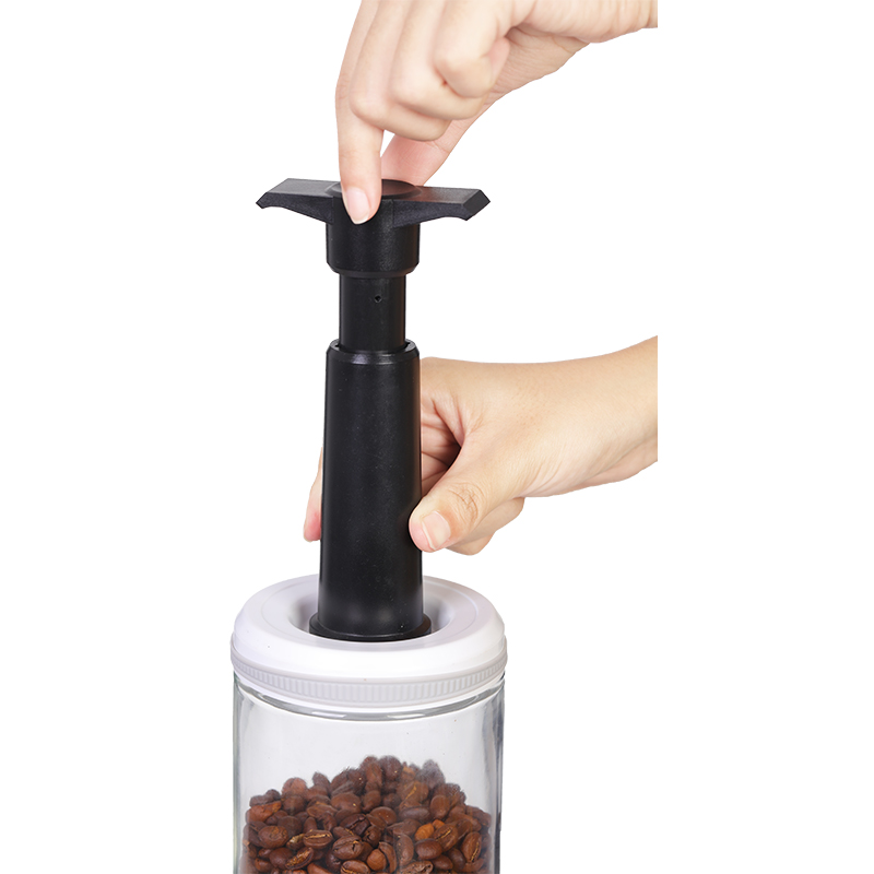 Various size glass vacuum storage jars set