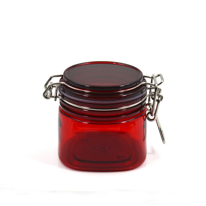 Various size plastic jar with clamp /plastic jar / fido wire bail square canning jars