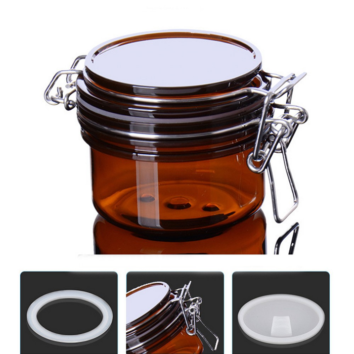 Various size plastic jar with clamp /plastic jar / fido wire bail square canning jars